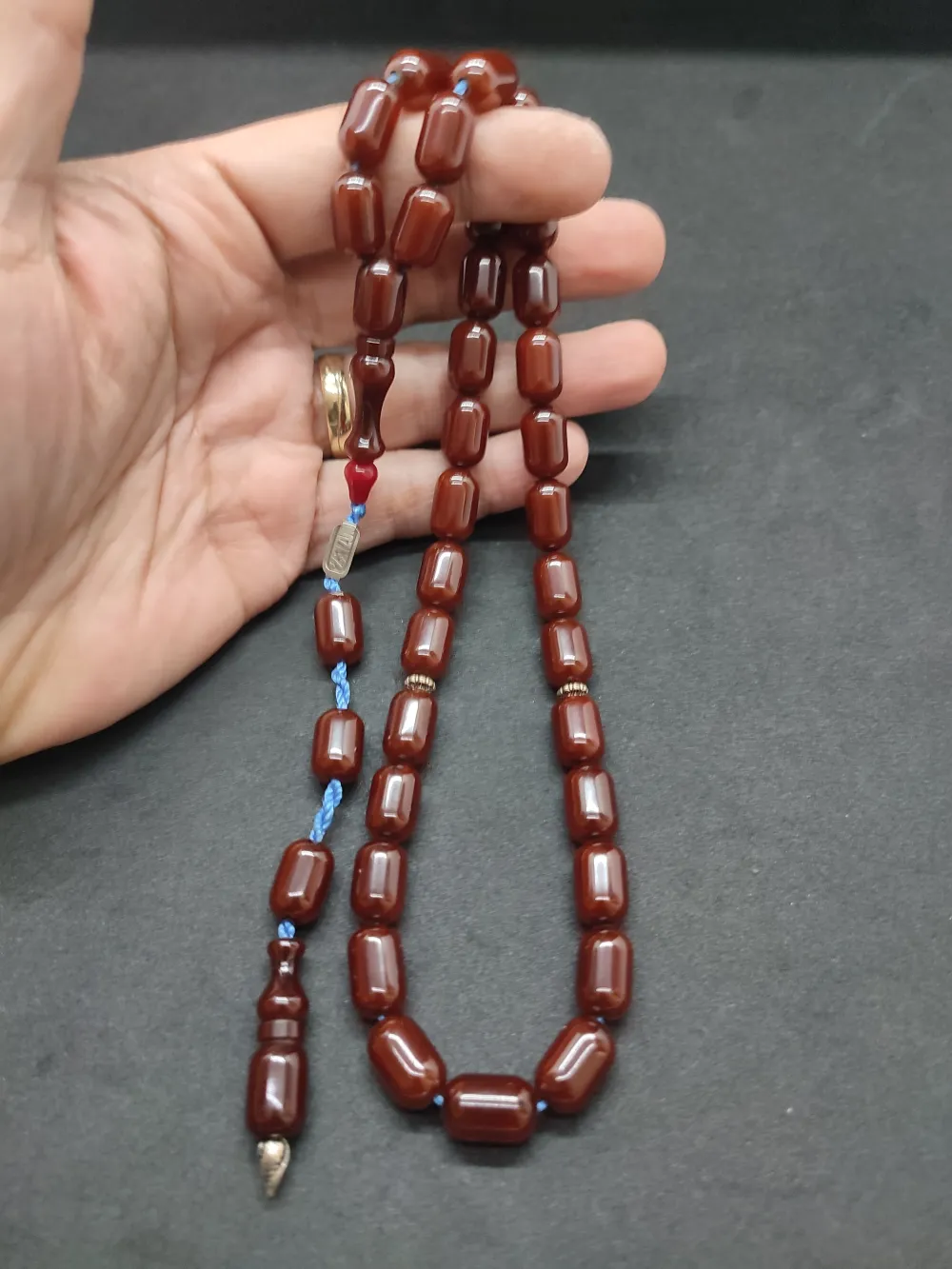 Zeyzun Usta Eseri̇ Di̇k Damar (İmza Çi̇vi̇ Ara Pulları Gümüş) Sıkma Kehri̇bar küçük resim 4