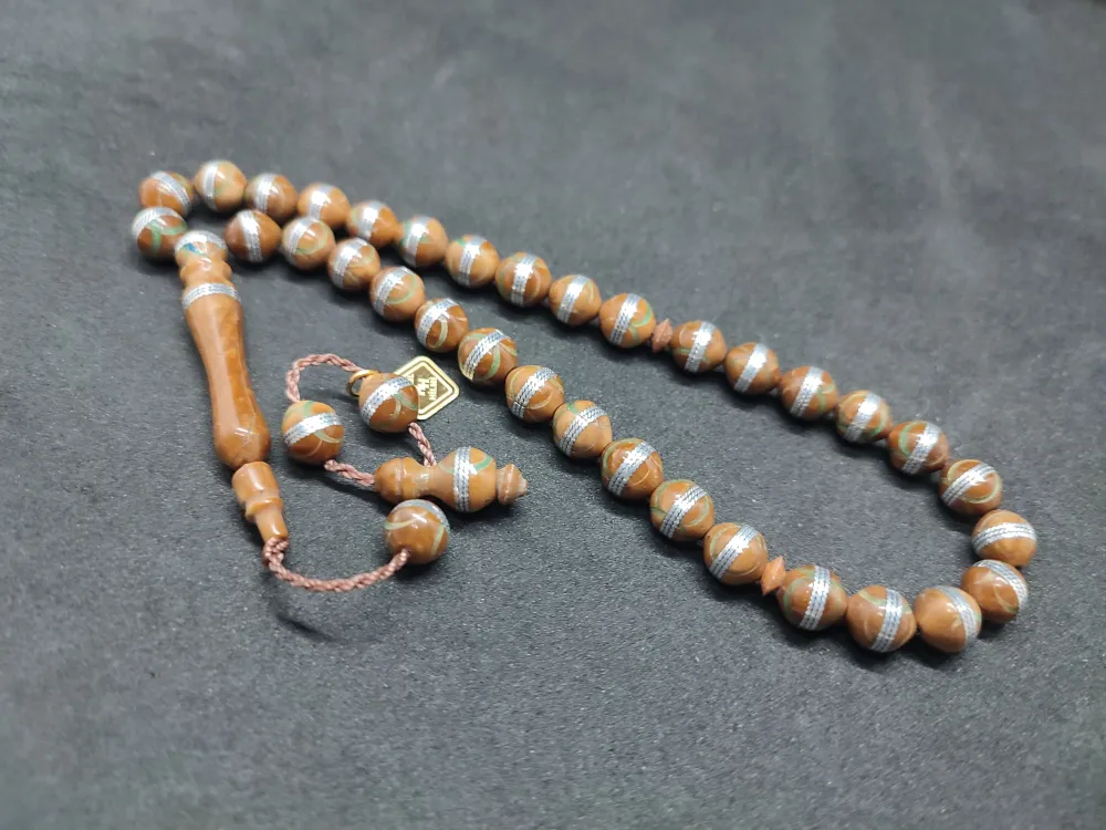 Hali̇l Hi̇lmi̇ Usta Eseri̇ Malahi̇t İşlemeli̇ Düşük Ayar Gümüş Sarmal Kuka küçük resim 2