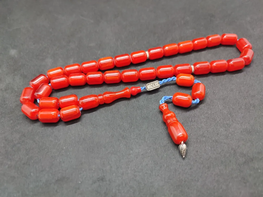 Zeyzun Usta Eseri̇ Di̇k Damar (İmza Çi̇vi̇ Ara Pulları Gümüş) Sıkma Kehri̇bar küçük resim 2