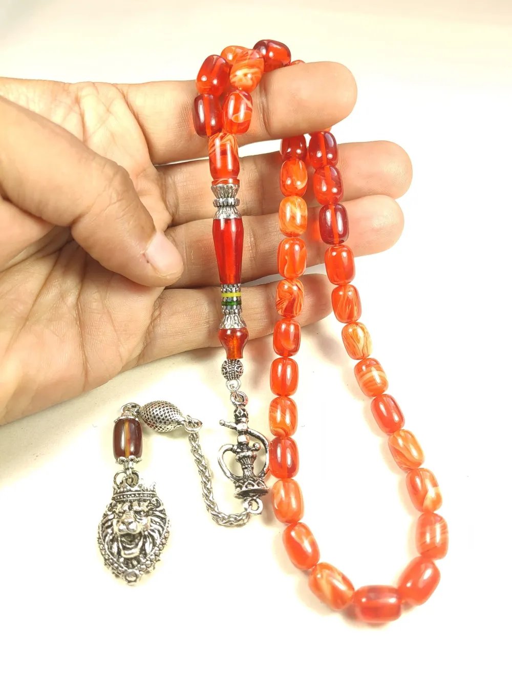 Nargi̇le Ve Aslan Başlı Püsküllü 925 Ayar Gümüş Nakkaş Objeden Katali̇n küçük resim 5