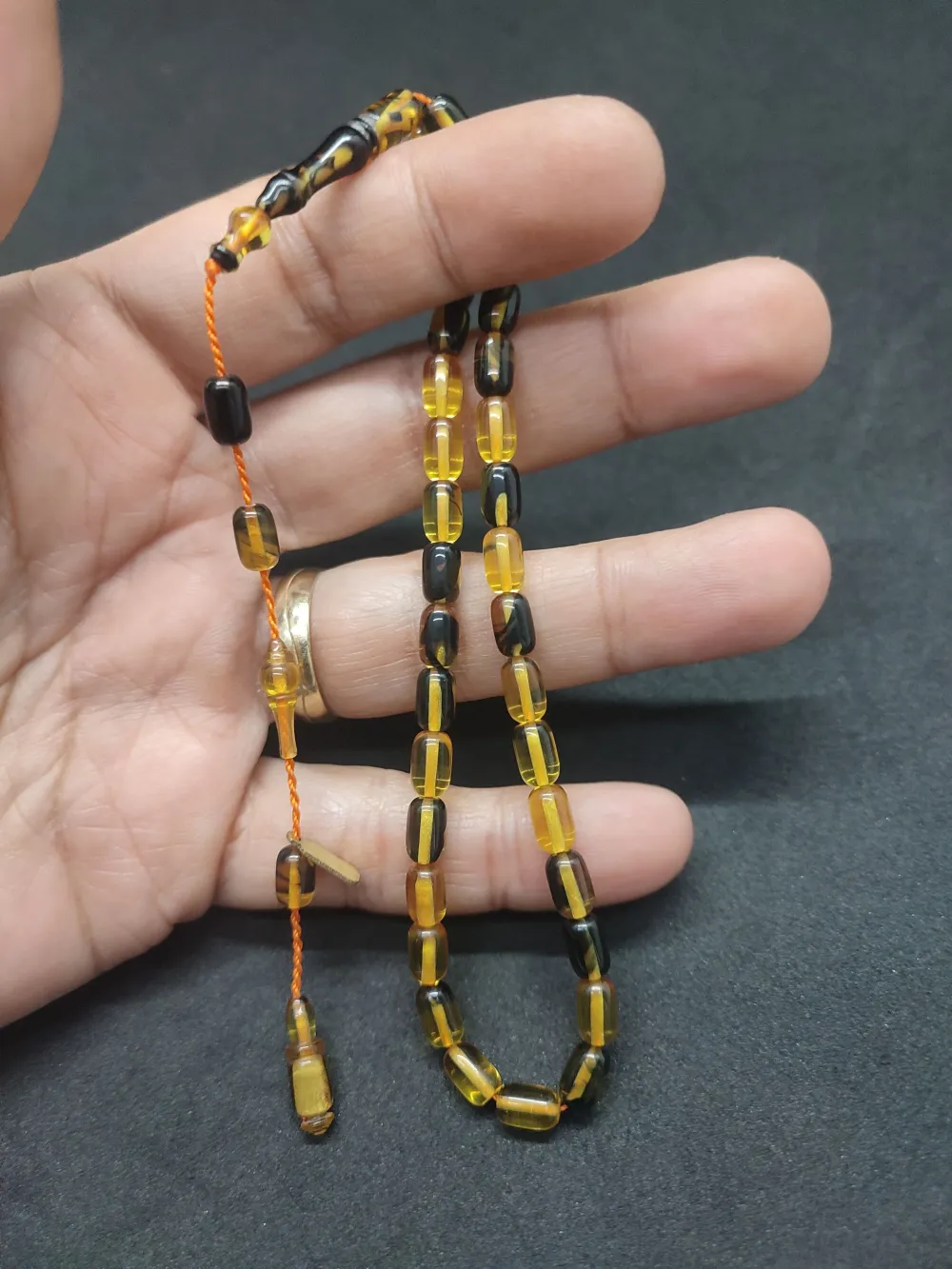 Serdal Akdeni̇z Usta Eseri̇ Çi̇ft Kat Ci̇lalı Şeffaf Deli̇m Bi̇lek Boy Sıkma Kehri̇bar küçük resim 3