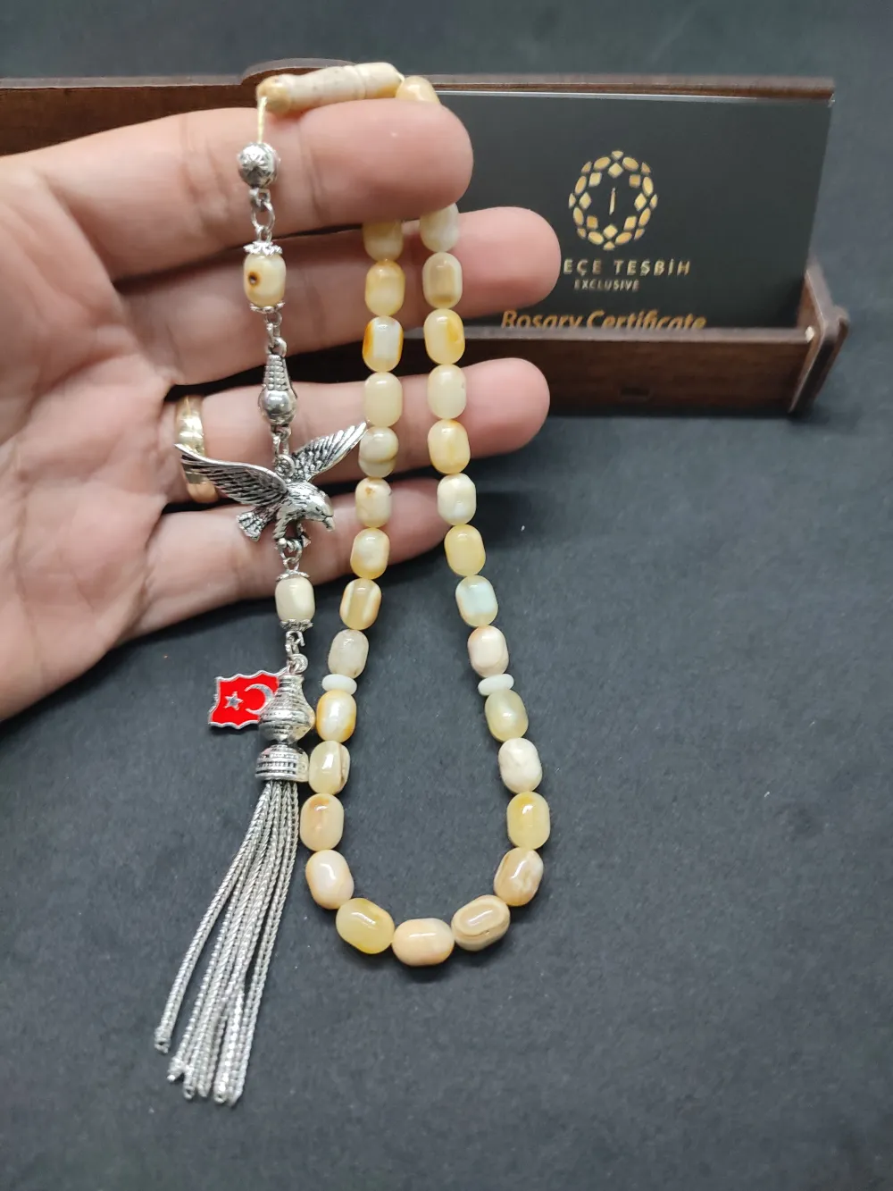 Ahşap Kutulu  6.75 Gr. Gümüş Püsküllü Toprak Fosi̇lli̇ 11.20 Gr. Rus Kaya Damla küçük resim 5