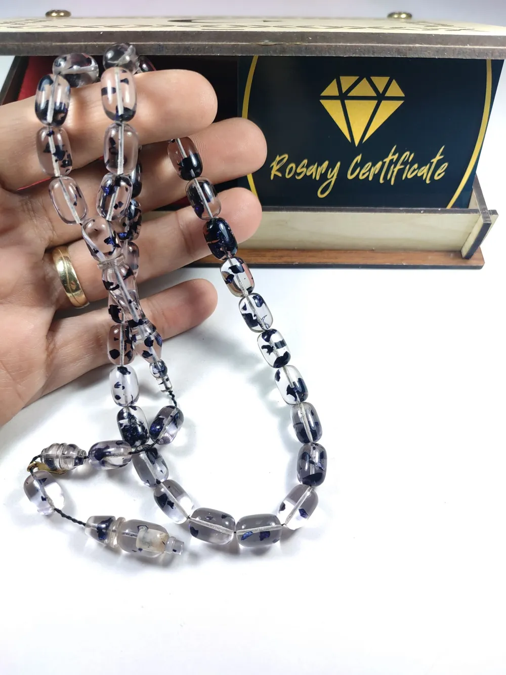 Furkan Gül Usta İşi̇ Gömme Kutulu Dıamond Shıne (Altın Varaklı) Ateş-İ Kehri̇bar küçük resim 2