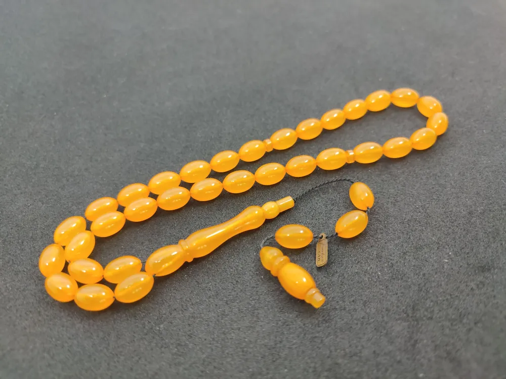 Furkan Gül Usta Eseri̇ 0.6 Şeffaf Deli̇m Çi̇ft Kat Ci̇lalı Yemen Zar Kehri̇bar küçük resim 2