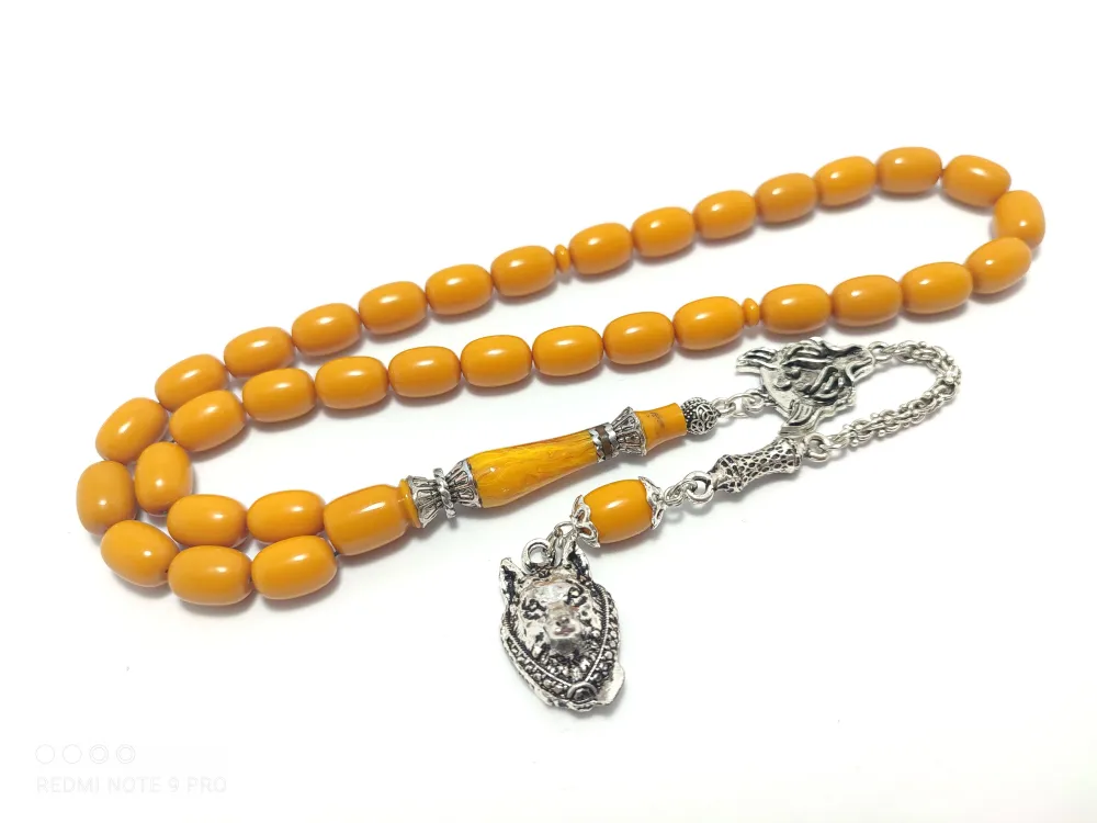 925 Ayar Gümüş Nakkaş İmame  Sıkma Kehri̇bar küçük resim 3