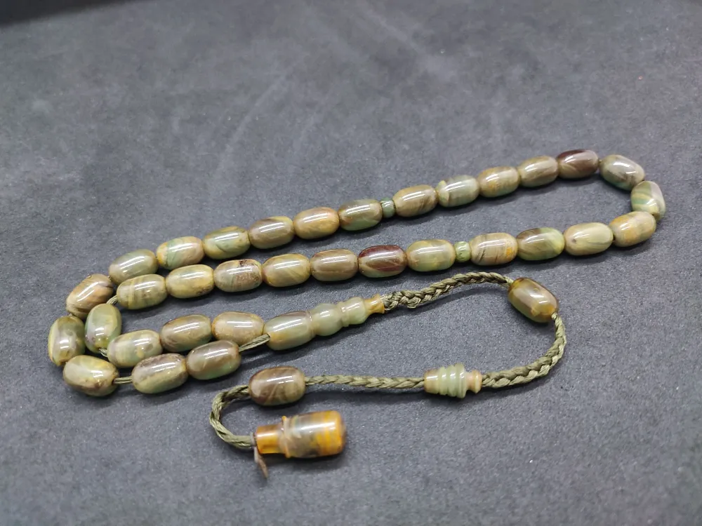 Junai̇d Hasan Usta Eseri̇ Kat Kat İpe Di̇zi̇li̇ Eski̇ Usul Çalışılma Sıkma Kehri̇bar küçük resim 3