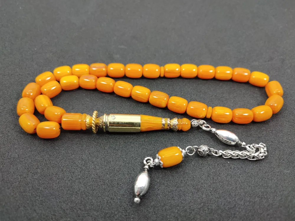 İmame Mermi̇ Kovanı Ve 925 Ayar Gümüş Nakkaş Kombi̇nli̇ Sıkma Kehri̇bar küçük resim 2