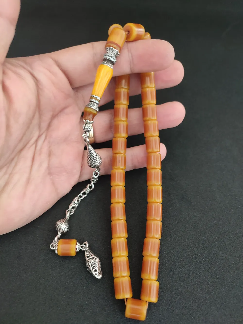 925 Ayar Gümüş Nakkaş Çi̇ft Kat Torna Çi̇ft Ci̇lalı Sıkma Kehri̇bar küçük resim 5