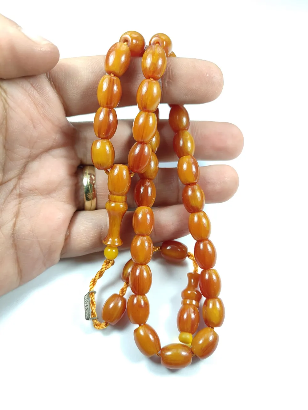 Mahmud Zeyzun Usta İşi̇ İmzalı (İmzası Gümüştür) Mi̇şmi̇şi̇ Renk Sıkma Kehri̇bar küçük resim 4