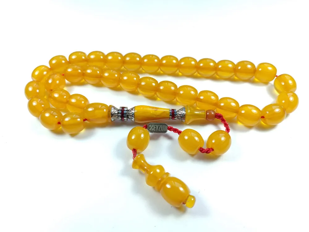 Ebu Zeyn Usta İşi̇ İmzalı Mühürlü Gümüş Nakkaş İmame Sıkma Kehri̇bar küçük resim 3