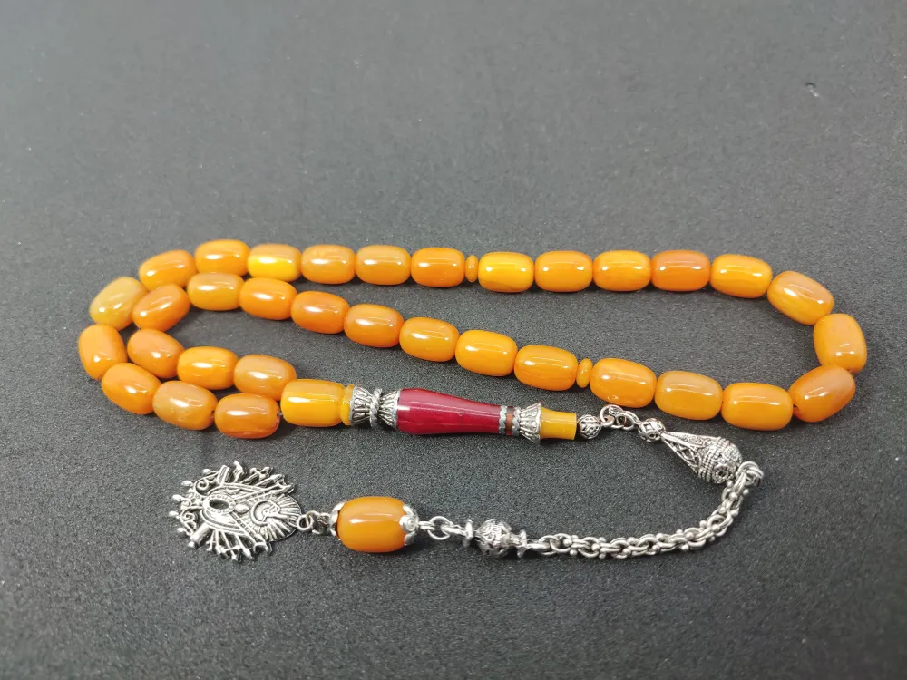 Şevket Alkan Usta İşi̇ 925 Ayar Gümüş Nakkaş İmame  Sıkma Kehri̇bar küçük resim 2