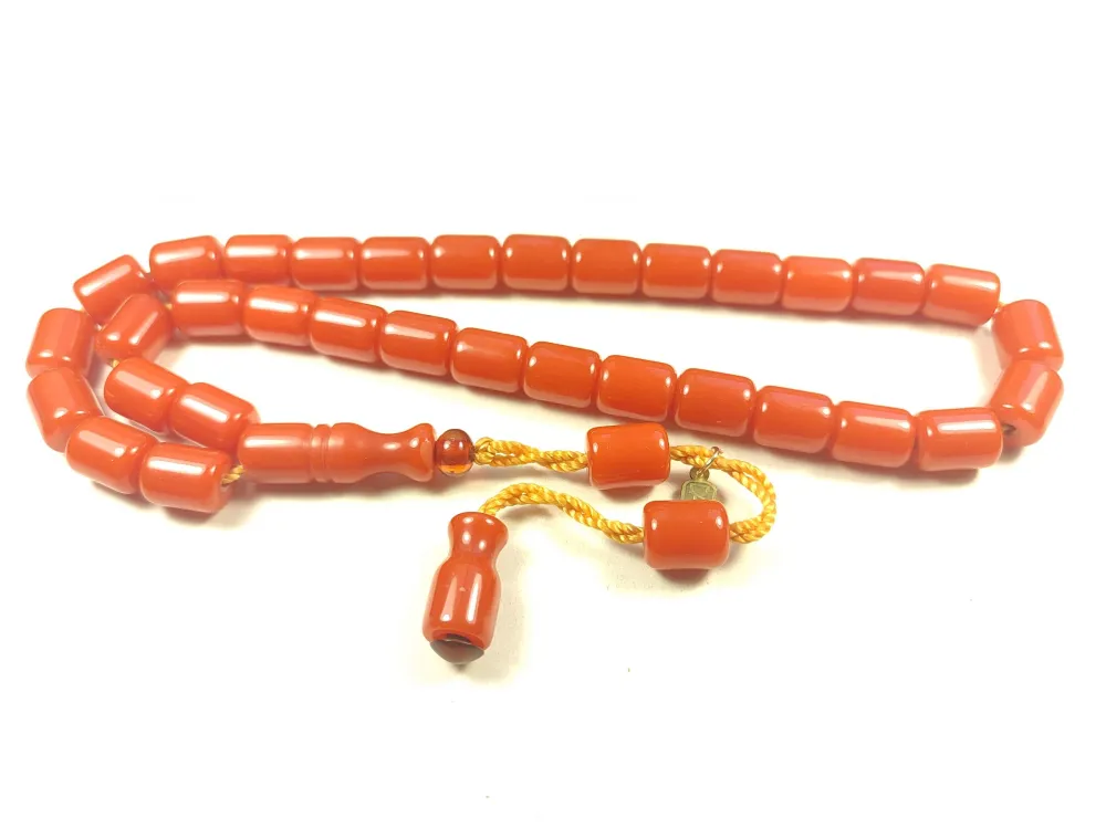 Muhammed Dabbas Usta İşi̇ İmzalı Anti̇k Model Sıkma Kehri̇bar küçük resim 3