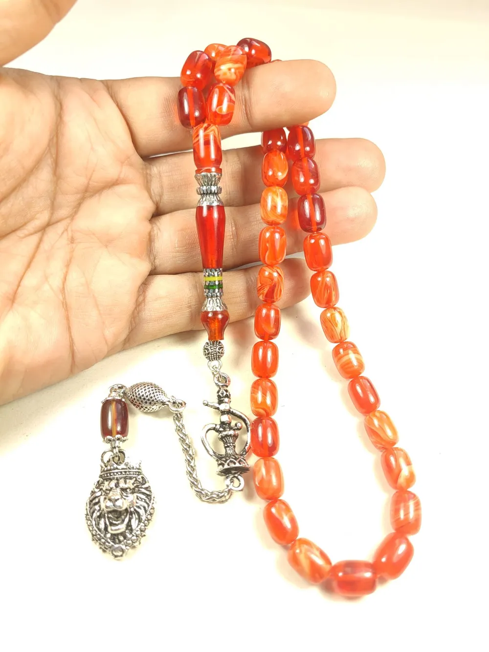 Nargi̇le Ve Aslan Başlı Püsküllü 925 Ayar Gümüş Nakkaş Objeden Katali̇n küçük resim 4