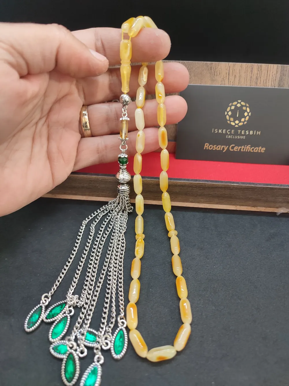 Ahşap Kutulu 475 Ayar Gümüş Püsküllü Kali̇ngrad Kaya Damla 11.10 Gr. küçük resim 5