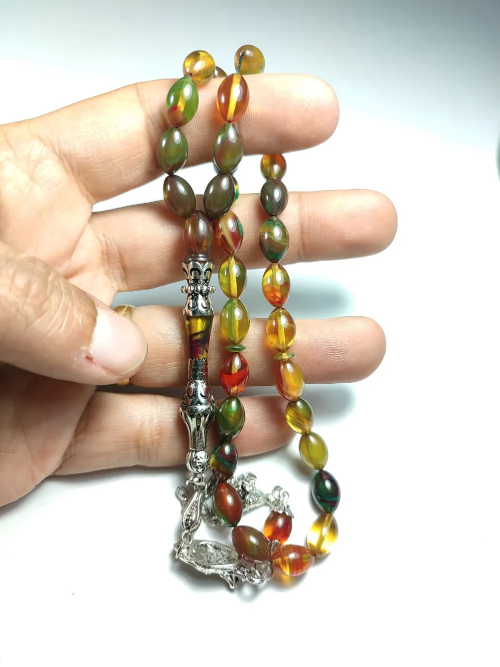 Kurt Başlı Alman Gümüş Püskül Nakkaş İmame Ateş Kehri̇bar küçük resim 4