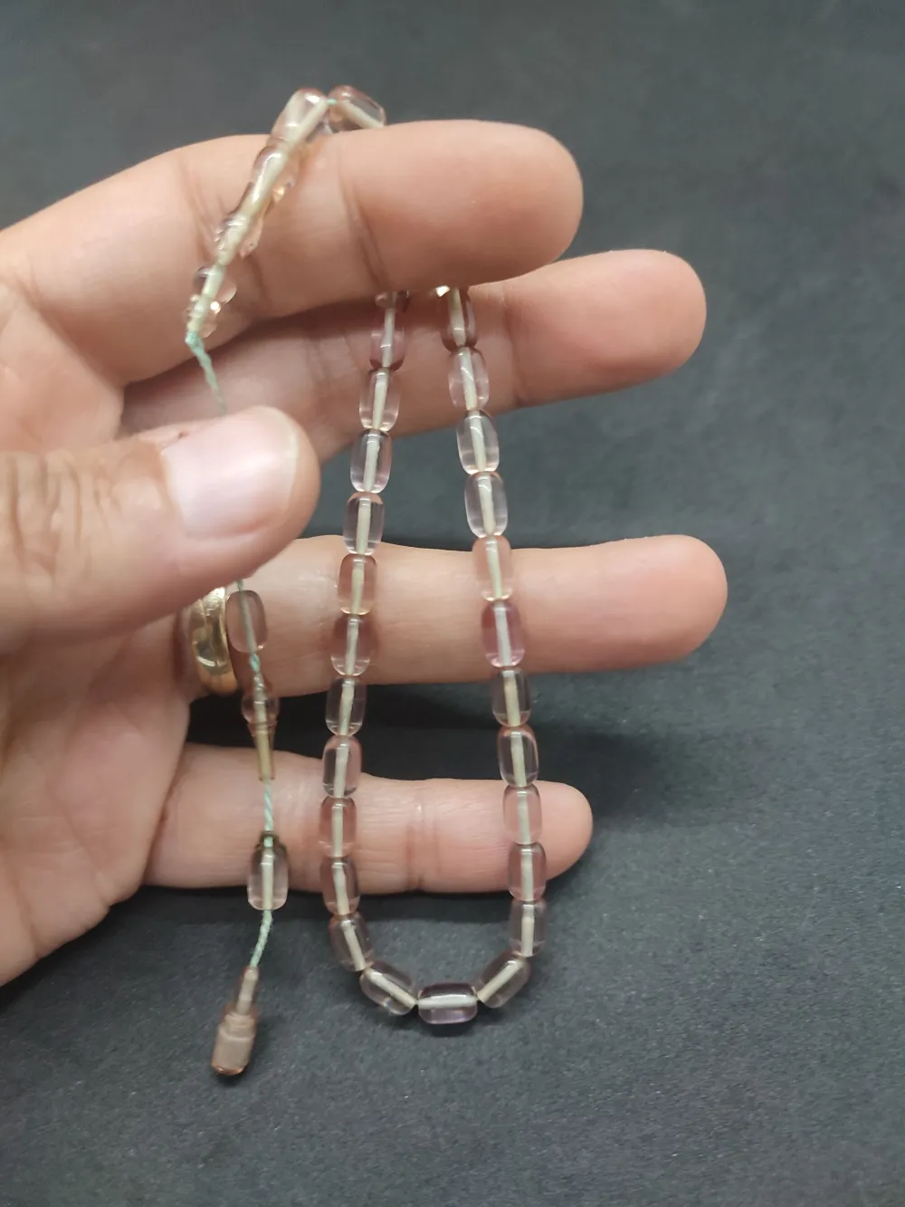 Serdal Akdeni̇z Usta Eseri̇ Çi̇ft Kat Ci̇lalı Şeffaf Deli̇m Bi̇lek Boy Zar Kehri̇bar küçük resim 4