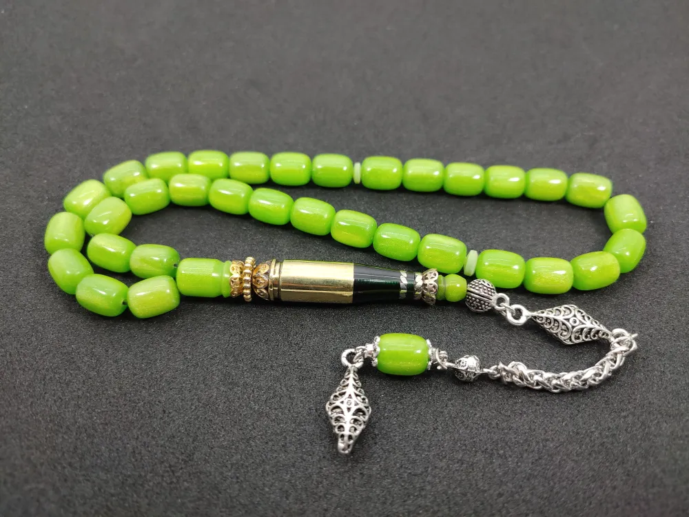 İmame Mermi̇ Kovanı Ve 925 Ayar Gümüş Nakkaş Kombi̇nli̇ Sıkma Kehri̇bar küçük resim 3