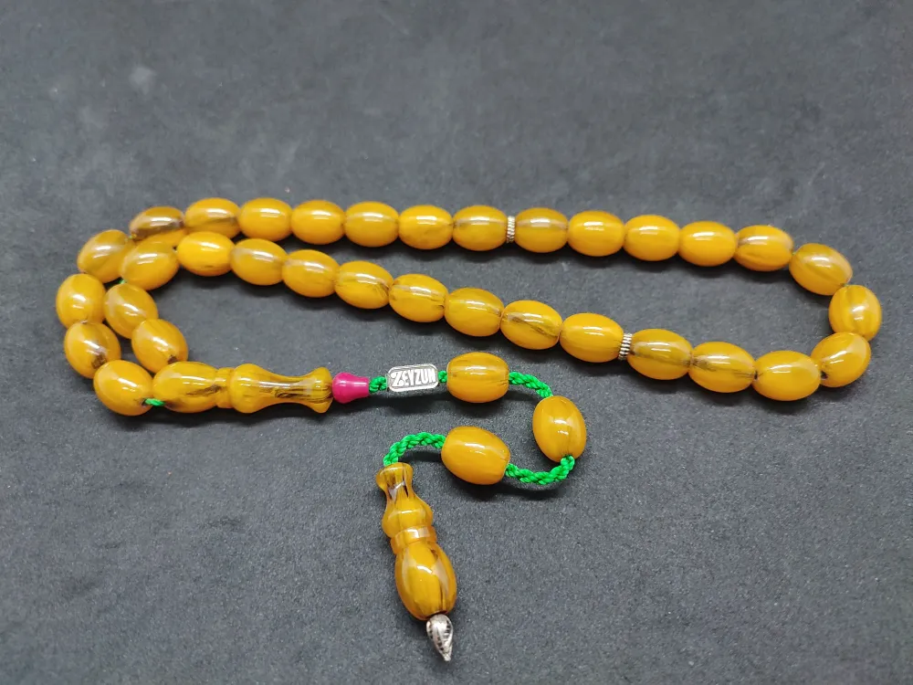 Zeyzun Usta Eseri̇ Di̇k Damar (İmza Çi̇vi̇ Ara Pulları Gümüş) Sıkma Kehri̇bar küçük resim 4