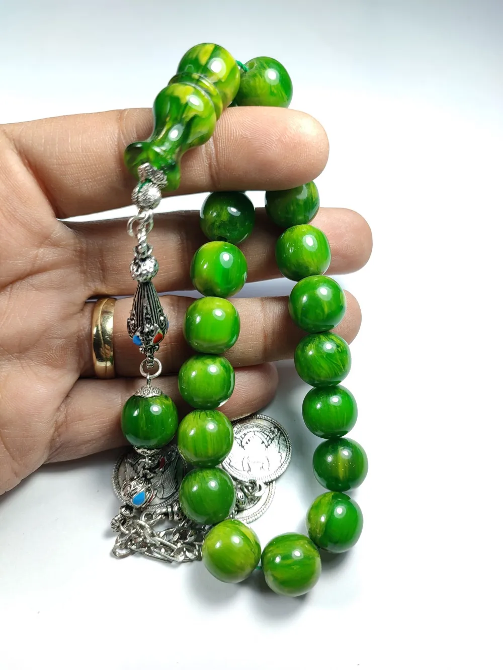 3 Dallı Alman Gümüş Püskül Kombi̇nli̇ Maskot Sıkma Kehri̇bar küçük resim 5