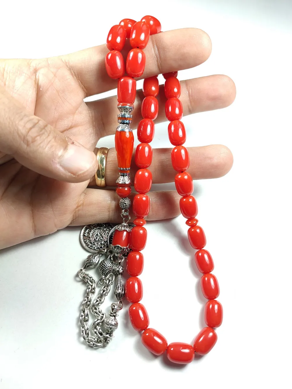 Gümüş Kaplama Püsküllü  Ayar Gümüş Nakkaş İmame Katali̇n küçük resim 5