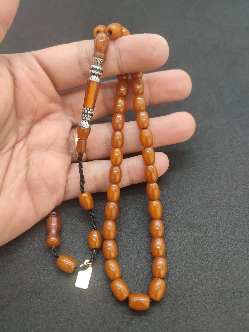 Zeyn Usta Eseri̇ Gümüş Nakkaş El Boy Sıkma Kehri̇bar küçük resim 4