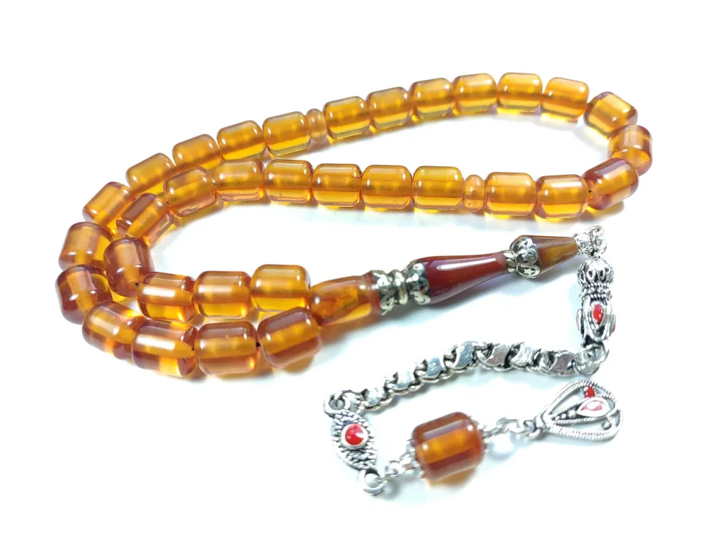 Alman Gümüş Püskül  Nakkaş Gümüş İmame Sıkma Kehri̇bar küçük resim 3