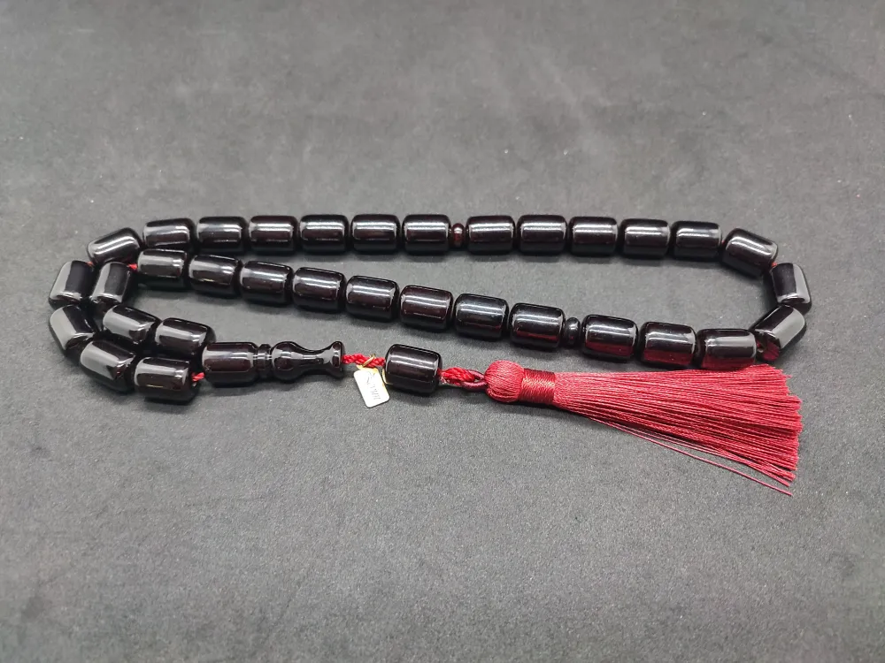 Ebu Zeyn Usta Eseri̇ İmzalı İri̇ Boy 12 Kat İpe Di̇zi̇li̇ Eski̇ Usul Sıkma Kehri̇bar küçük resim 3