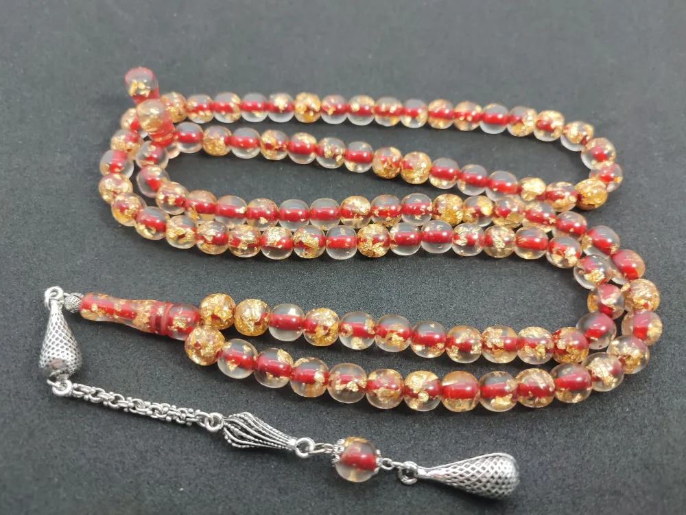 Furkan Gül Usta Eseri̇ Yeni̇lebi̇li̇r Altın Parcacıklı Ateş Kehri̇bar Namaz Tesbi̇hi̇