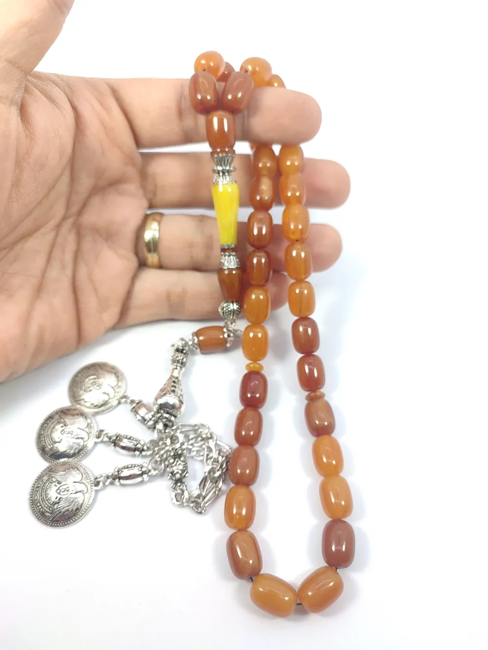 Şevket Alkan Usta İşi̇ 925 Ayar Gümüş Nakkaş İmame  Sıkma Kehri̇bar küçük resim 5