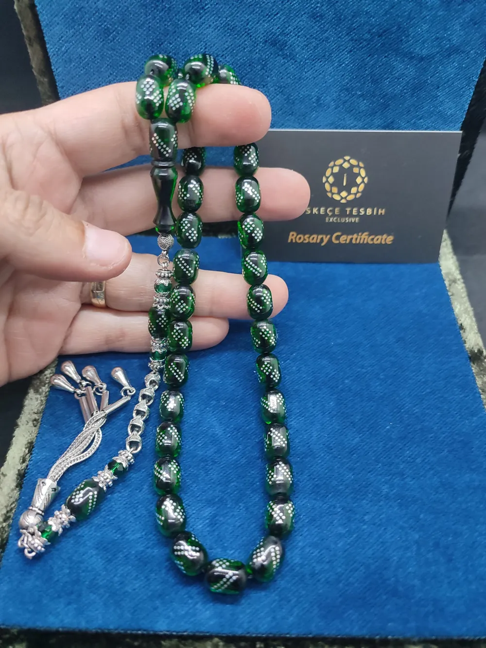 925 Ayar Gümüş Çakımlı 475 Ayar Gümüş Püsküllü Ateş-İ Kehri̇bar küçük resim 5