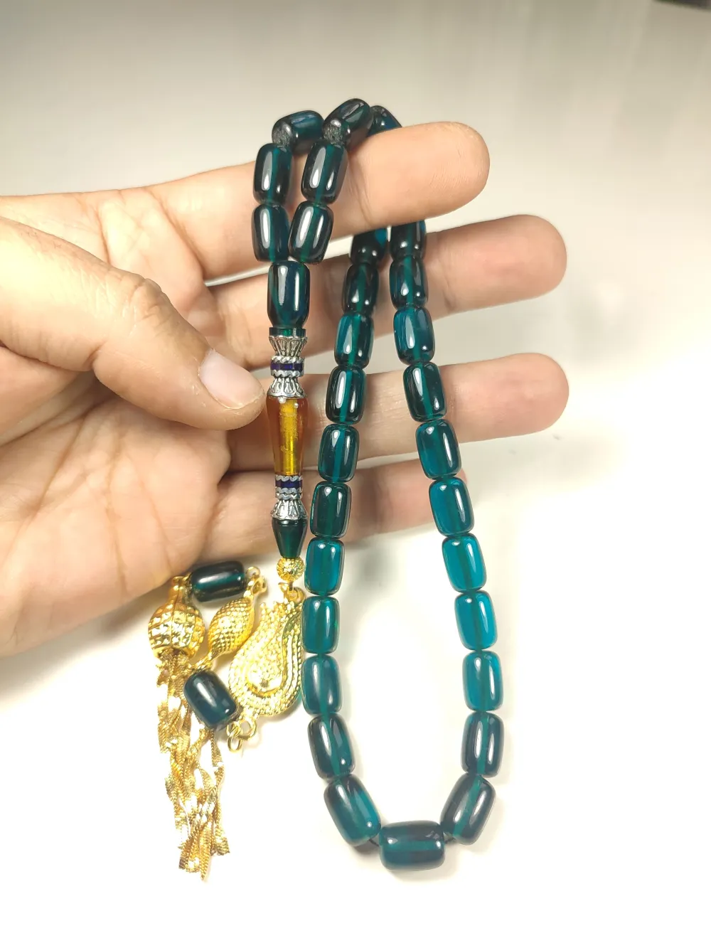 Şevket Alkan Usta Eseri̇ 925 Ayar Gümüş Nakkaş Alman Zar Kehri̇bar küçük resim 5