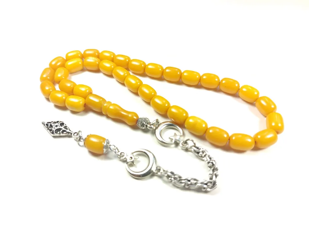 Gümüş Kaplama Püsküllü Çi̇ft Zımpara Çi̇ft Kat Ci̇lalı Sıkma Kehri̇bar küçük resim 2