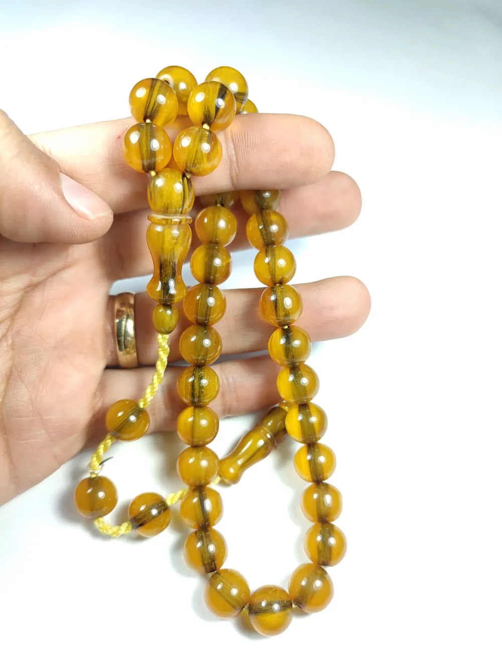 Dabbas Usta İşi̇ İmzalı (İmzası Gümüştür) Sıkma Kehri̇bar küçük resim 4