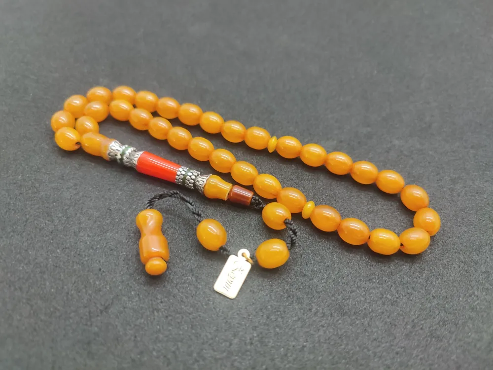 Zeyn Usta Eseri̇ Gümüş Nakkaş El Boy Sıkma Kehri̇bar küçük resim 3