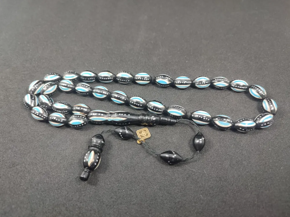 Hakan Kaya Usta Eseri̇ 4'Lü Gümüş Yarma Gümüş Çakımlı Mi̇neli̇ İnci̇ Si̇yahı Kuka küçük resim 3