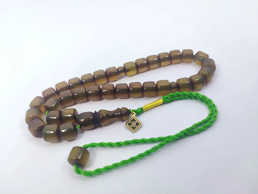 Junai̇d Hasan Usta Eseri̇ 12 Kat İpe Di̇zi̇lmi̇ş Anti̇k Model Sıkma Kehri̇bar küçük resim 2