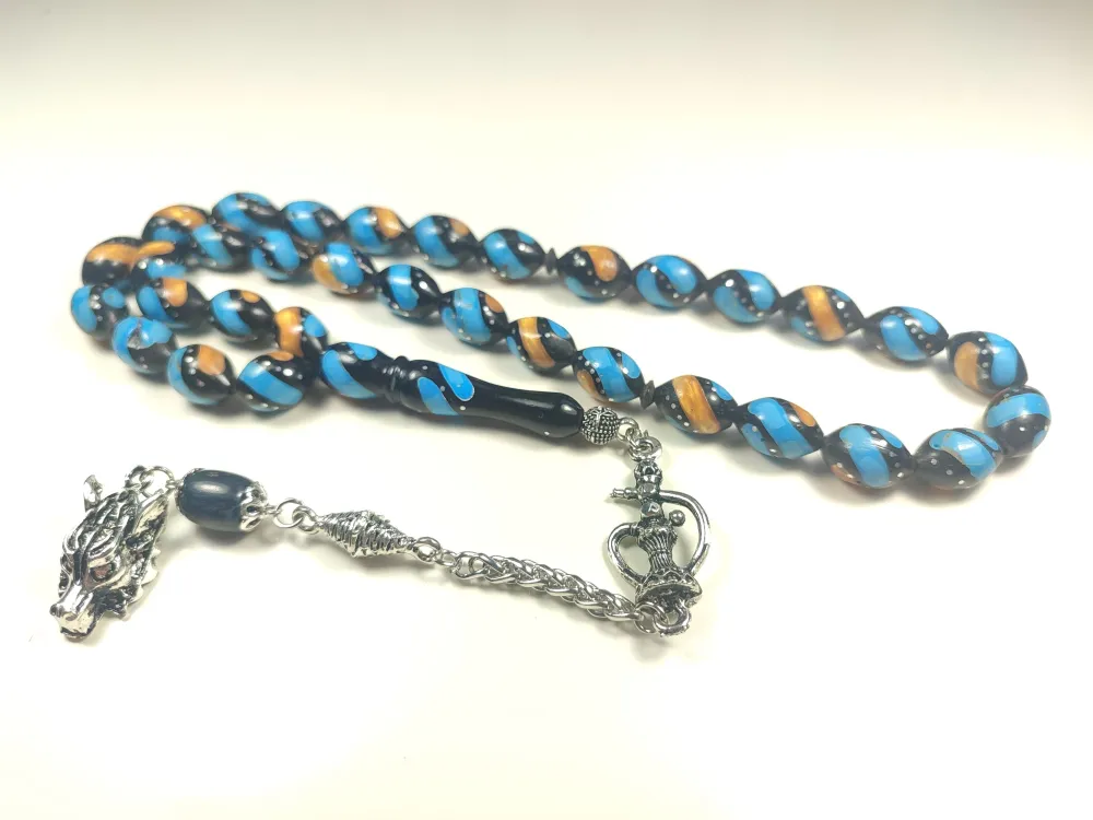 925 Ayar Gümüş Çakımlı Mi̇ne Ve Kehri̇bar Taşlı İri̇ Boy Kuka