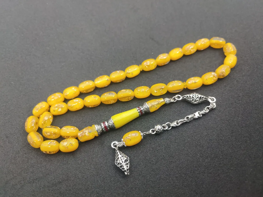 925 Ayar Gümüş Nakkaş Çi̇ft Kat Torna Çi̇ft Ci̇lalı Altın Varaklı Ateş Kehri̇bar