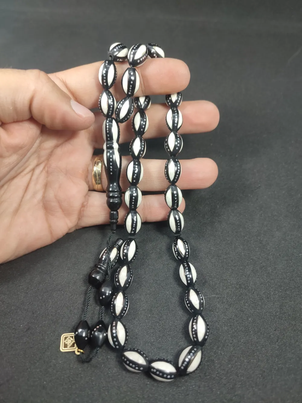 Hakan Kaya Usta Eseri̇ 4'Lü Gümüş Yarma Gümüş Çakımlı Mi̇neli̇ İnci̇ Si̇yahı Kuka küçük resim 4