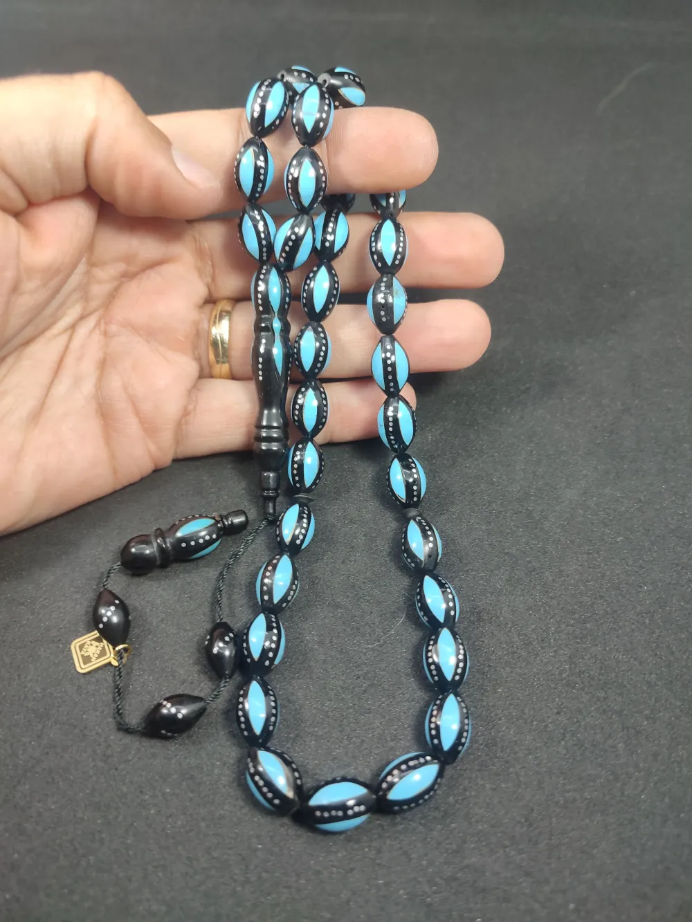 Hakan Kaya Usta Eseri̇ 4'Lü Gümüş Yarma Gümüş Çakımlı Mi̇neli̇ İnci̇ Si̇yahı Kuka küçük resim 4