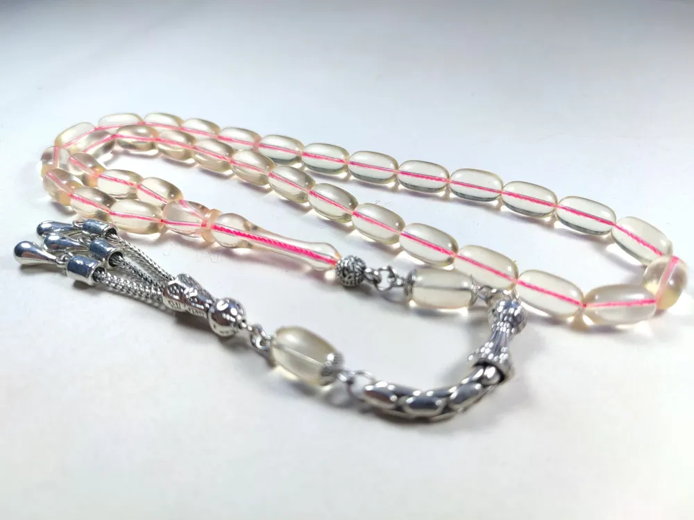 15.72 Gr. Gümüş Püsküllü 0.6 Şeffaf Deli̇m Damla Kehri̇bar (Su Damlası) küçük resim 4