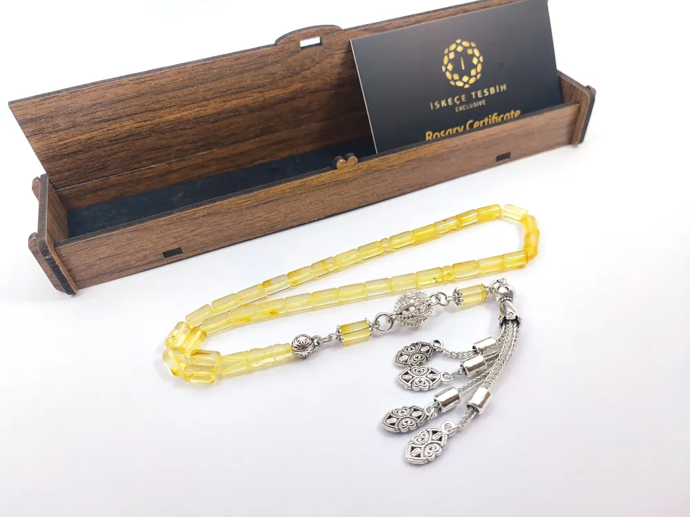 Gümüş Püsküllü İskeçeli̇ Cemi̇l Usta Eseri̇ 9.50 Gr. Li̇tfanya Kaya Damla Kehri̇bar