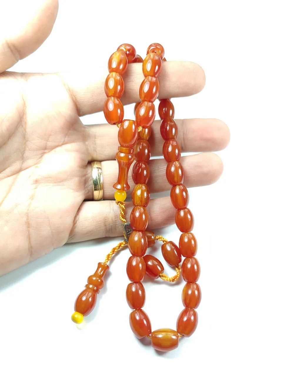 Mahmud Zeyzun Usta İşi̇ İmzalı (İmzası Gümüştür) Sıkma Kehri̇bar küçük resim 4