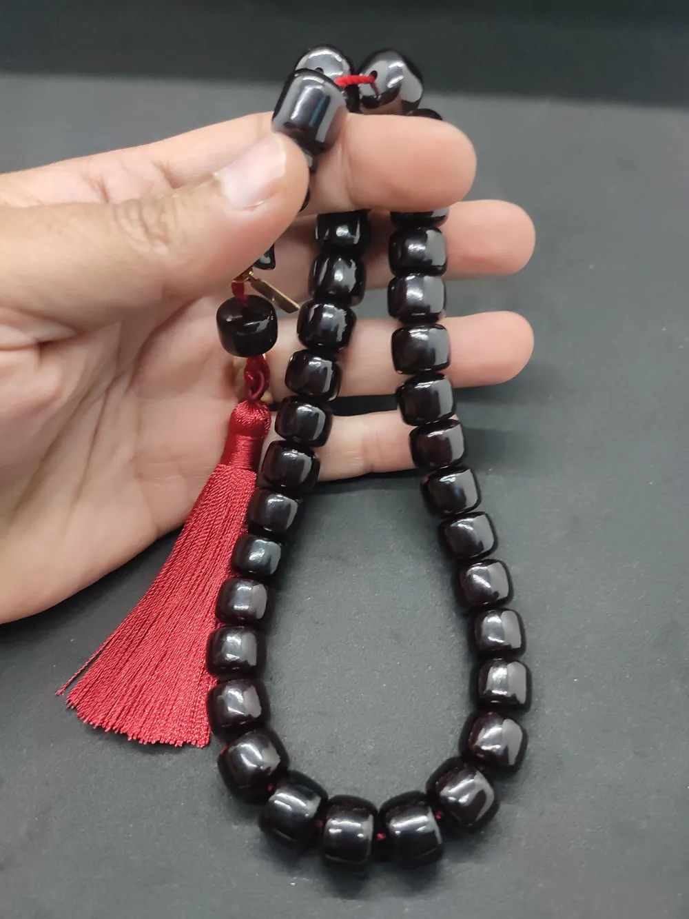 Ebu Zeyn Usta Eseri̇ İmzalı İri̇ Boy 12 Kat İpe Di̇zi̇li̇ Eski̇ Usul Sıkma Kehri̇bar küçük resim 4