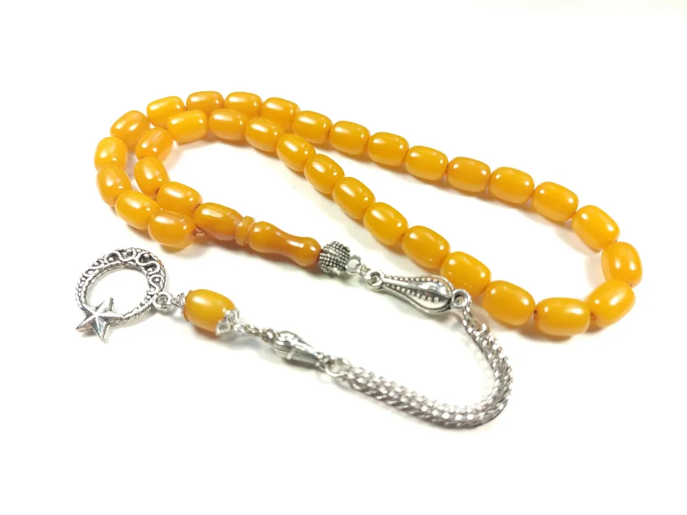 Gümüş Kaplama Püsküllü Çi̇ft Zımpara Çi̇ft Kat Ci̇lalı Sıkma Kehri̇bar küçük resim 2