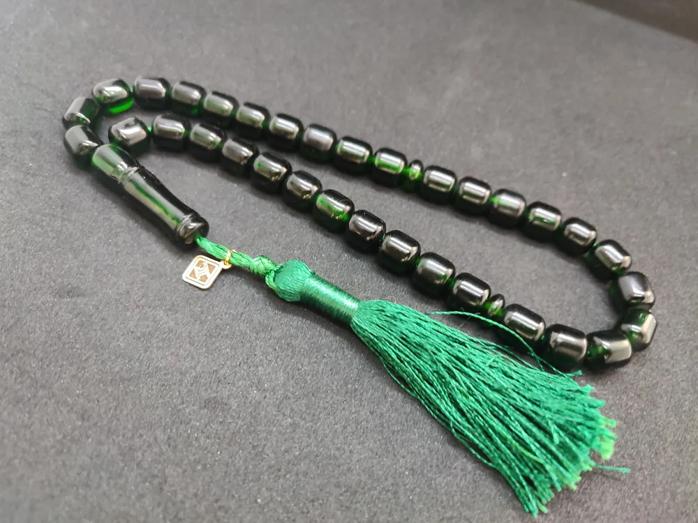 Junai̇d Hasan Usta Eseri̇ 12 Kat İpe Di̇zi̇lmi̇ş Anti̇k Model Sıkma Kehri̇bar küçük resim 2