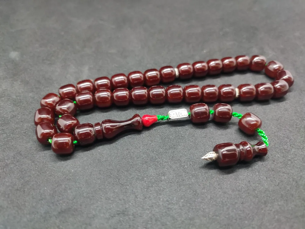 Zeyzun Usta Eseri̇ Di̇k Damar (İmza Çi̇vi̇ Ara Pulları Gümüş) Sıkma Kehri̇bar