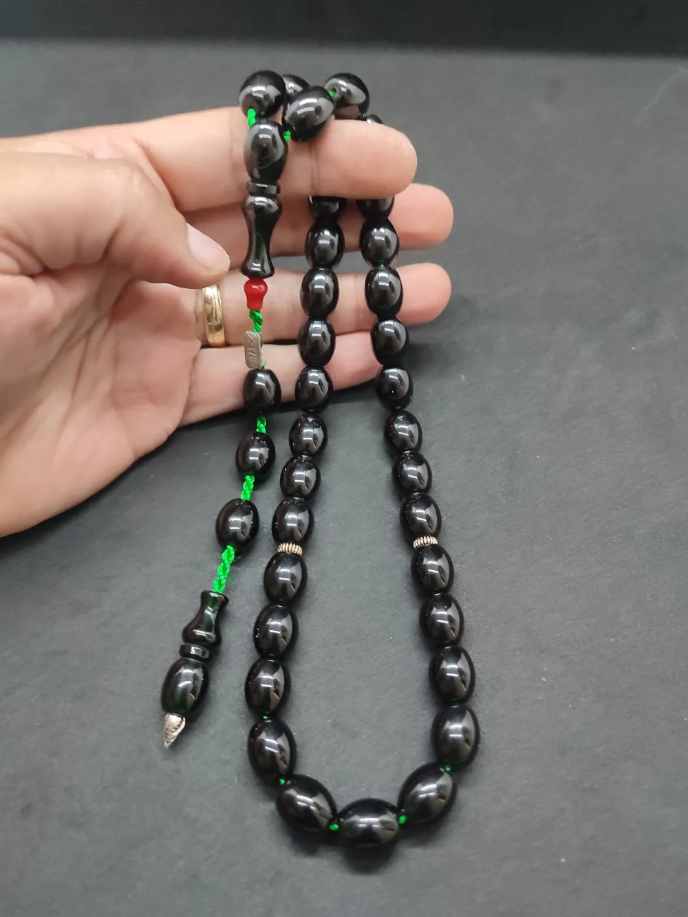 Zeyzun Usta Eseri̇ Di̇k Damar (İmza Çi̇vi̇ Ara Pulları Gümüş) Sıkma Kehri̇bar küçük resim 5