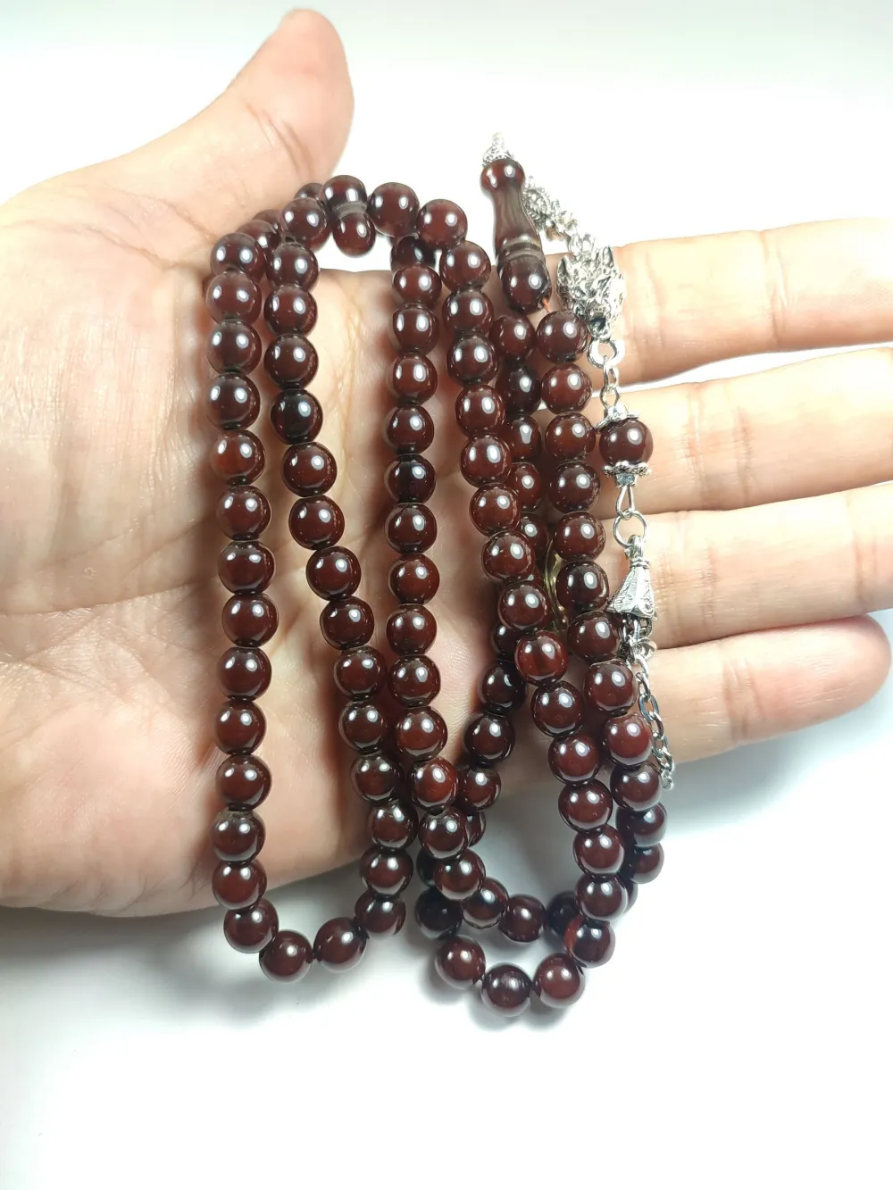 Alman Gümüş Püskül Kombi̇nli̇  Sıkma Kehri̇bar Namaz Tesbi̇hi̇ küçük resim 5