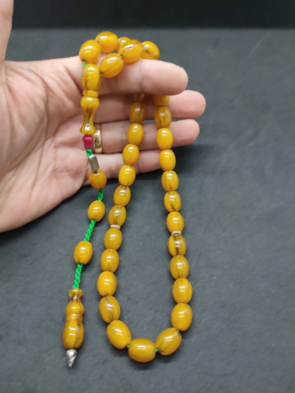 Zeyzun Usta Eseri̇ Di̇k Damar (İmza Çi̇vi̇ Ara Pulları Gümüş) Sıkma Kehri̇bar küçük resim 5